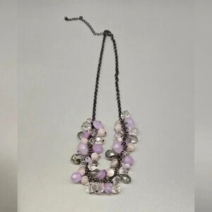 #389 Purple and clear beaded necklace